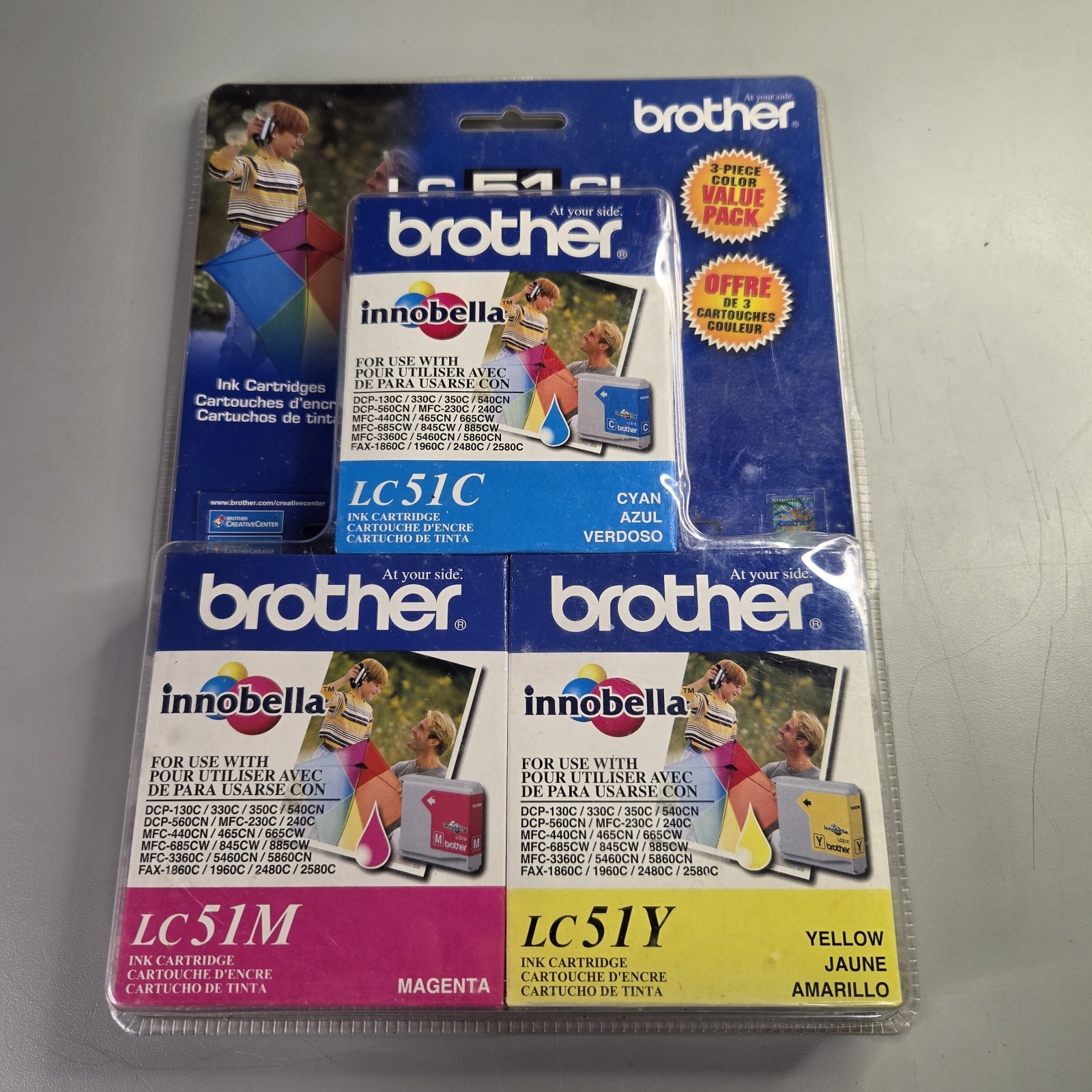 Brother LC51 Ink Cartridges:  LC51CL BRAND NEW 3pk Color NOS