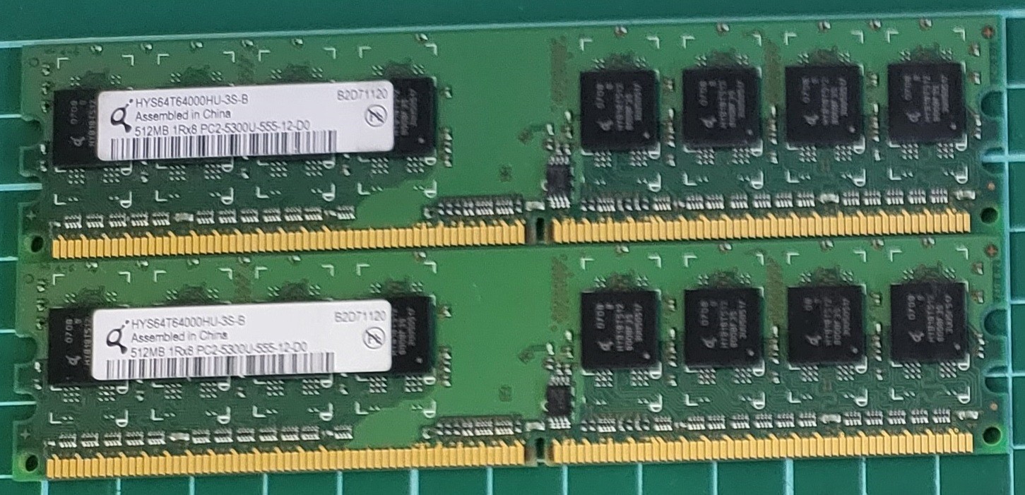 GoldenRAM INFINEON 1GB (512MB x 2) 667MHz HYS64T64000HU-3S-B DD2 RAM TESTED