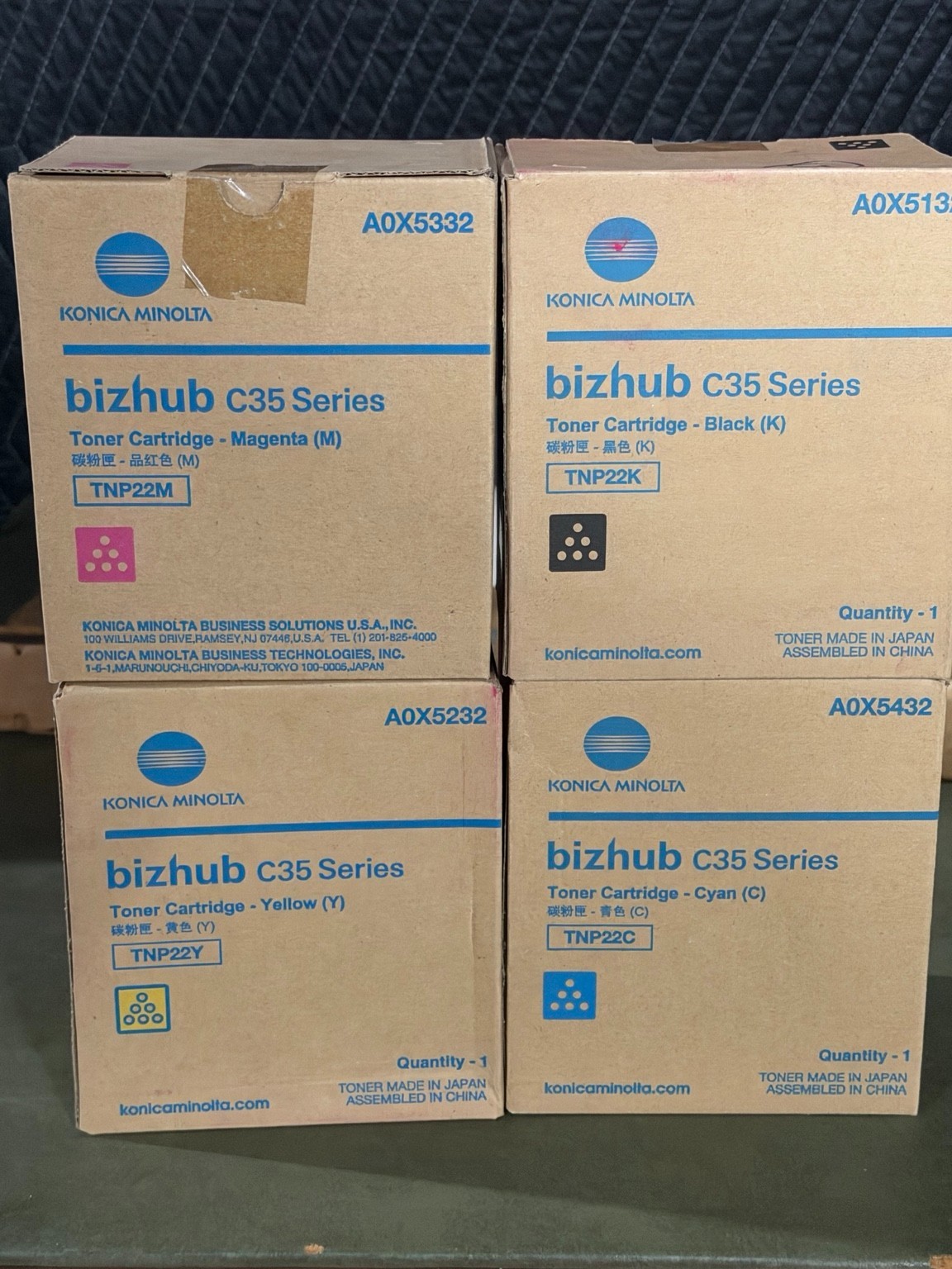 Genuine Konica Minolta TNP22 CMYK Toner Set bizhub C35 C35P OEM 4-Pack