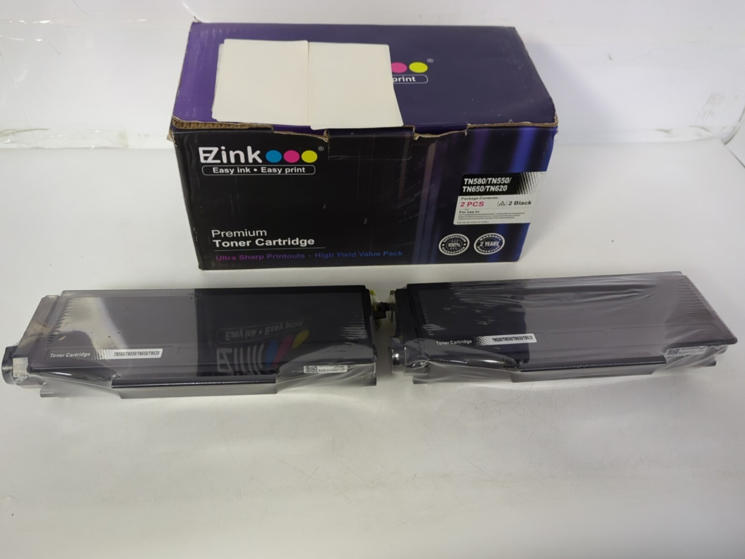 EZink TN580 Premium Toner Cartridge 2 PCS Black