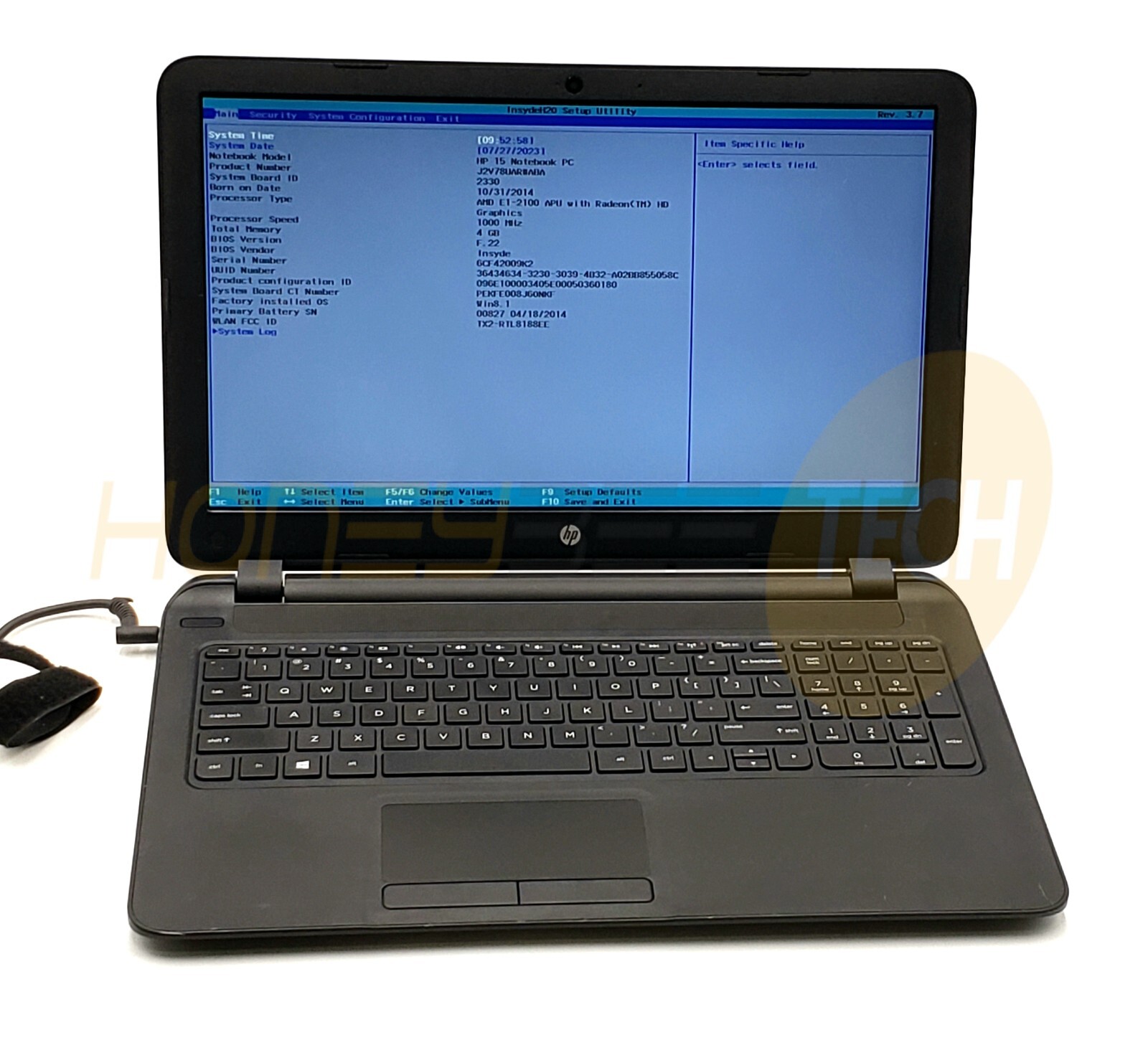 HP NOTEBOOK 15-F009WM 15.6" HD AMD E1-2100 4GB RAM | NO OS NO HDD LAPTOP TESTED