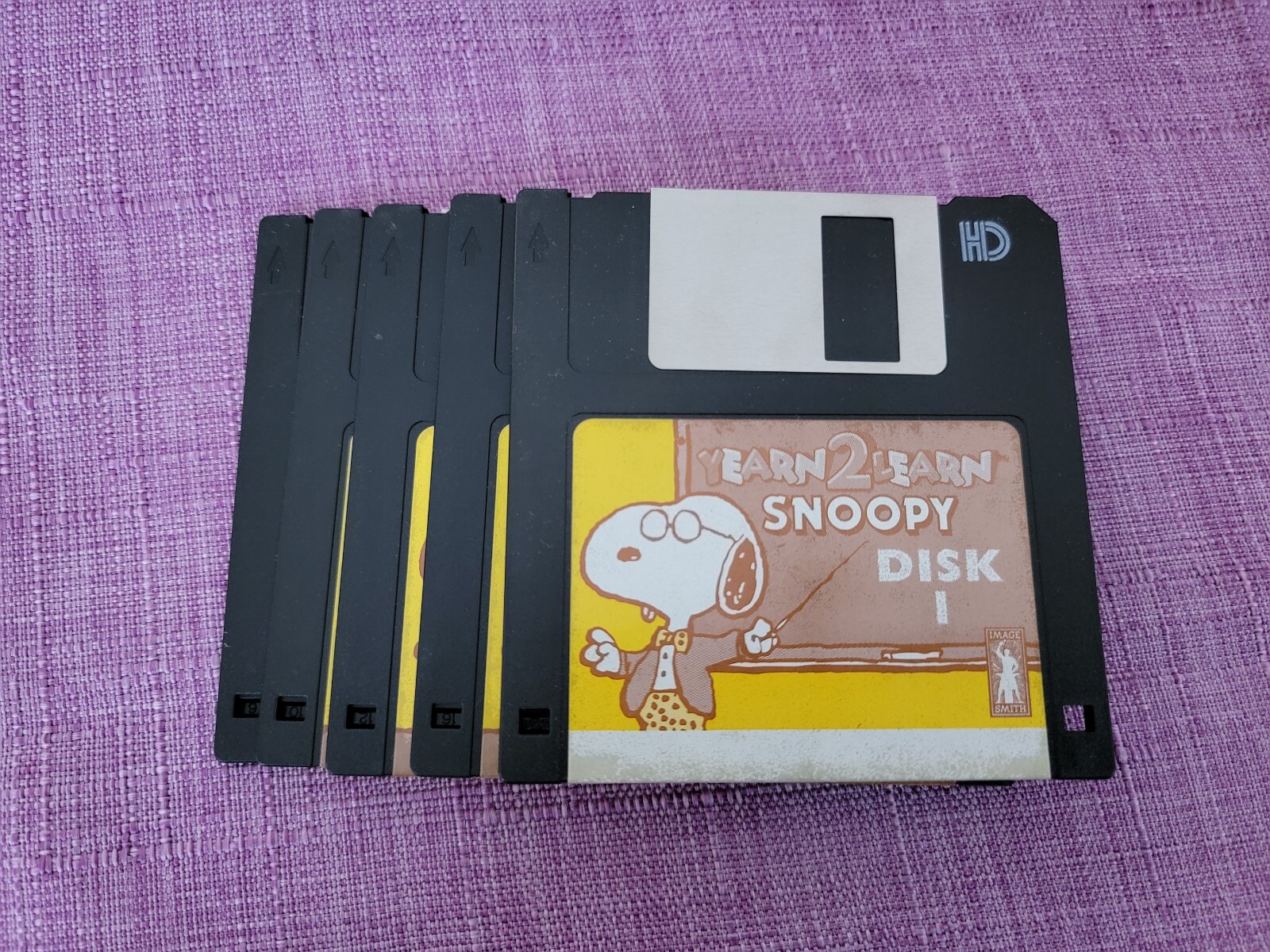 MAC Computer Game Yearn2Learn Snoopy PEANUTS Floppy Disks 1993 3.5" Retro 90s