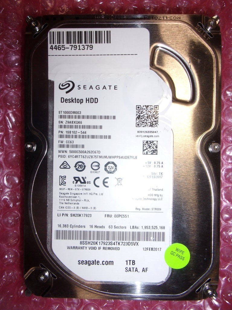 Seagate ST1000DM003 1SB102-544 Hard Drive 3.5" 1TB SATA SEE NOTES