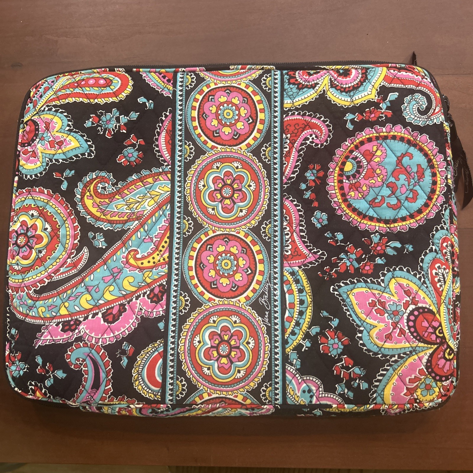 Vera Bradley Quilted Parisian Paisley Print Black Laptop Sleeve  14x11” Retired