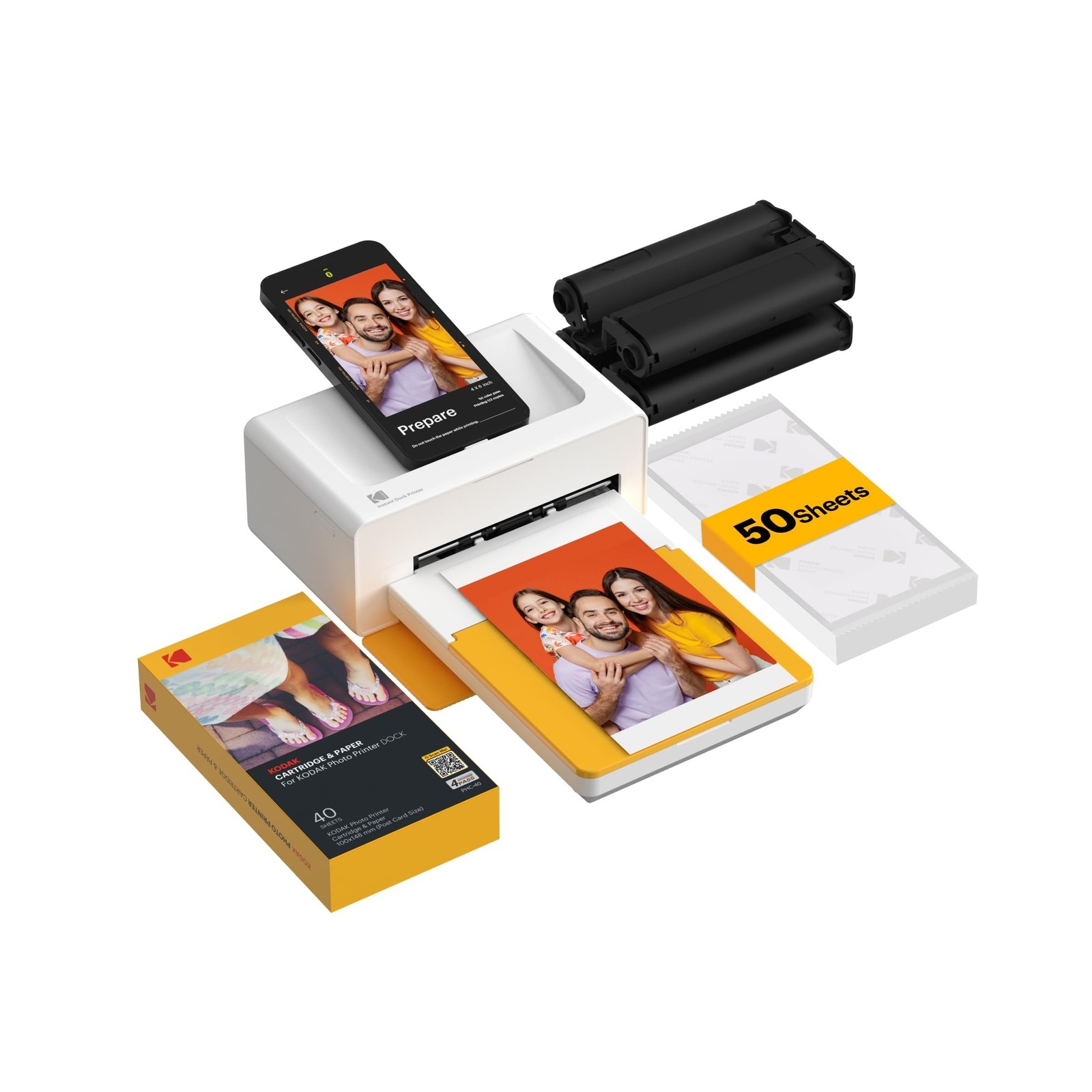 KODAK Dock Plus 4x6 Photo Printer, Smartphone Docking, 4PASS, 50 Sheets