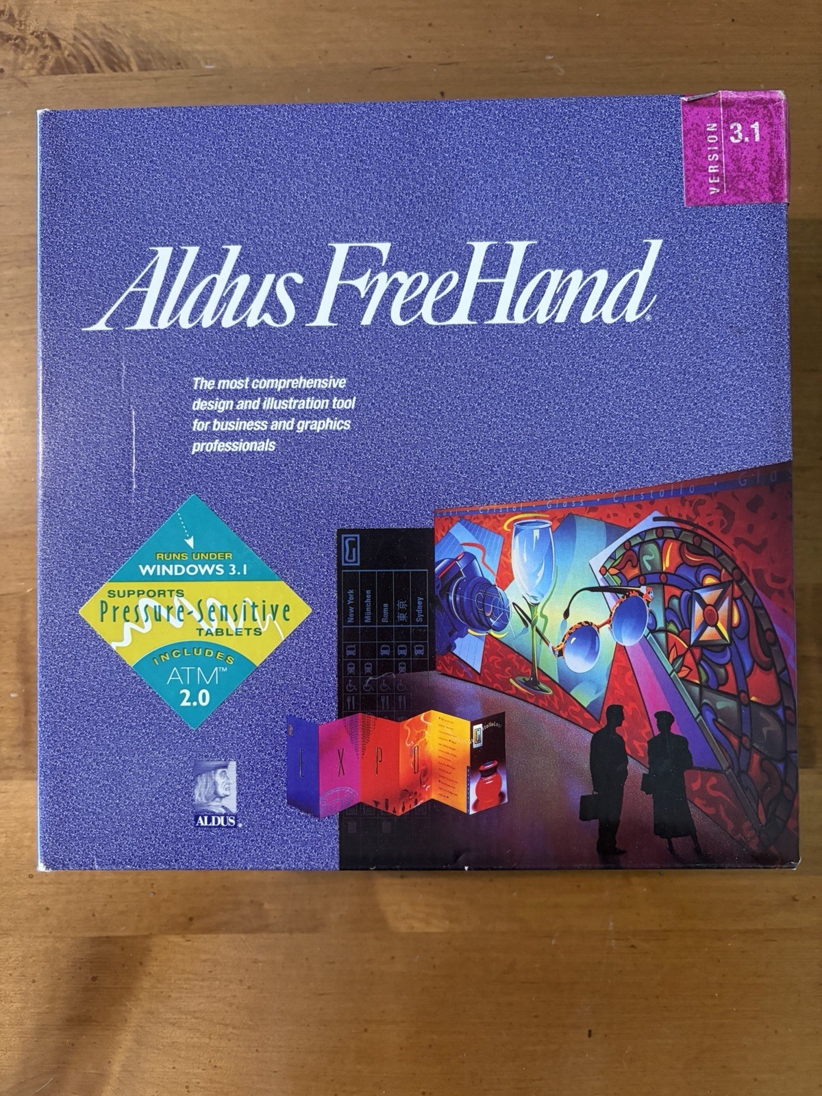 Aldus FreeHand 3.1 Windows Vintage Software Big Box Sealed 5.25 Floppies ATM