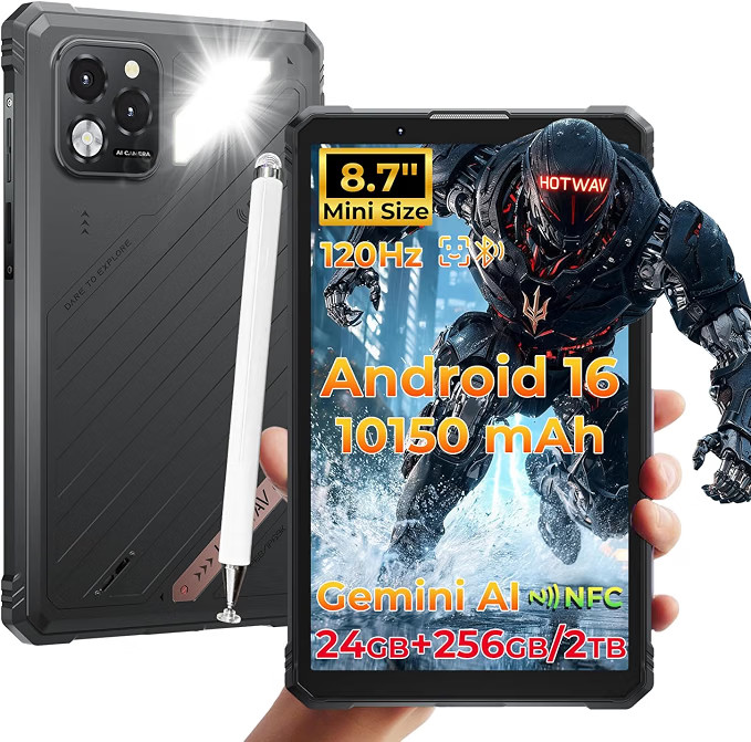 HOTWAV R11 Pro Rugged 8.7" Tablet + Stylus Pen upto 24GB RAM 256GB Storage 120Hz