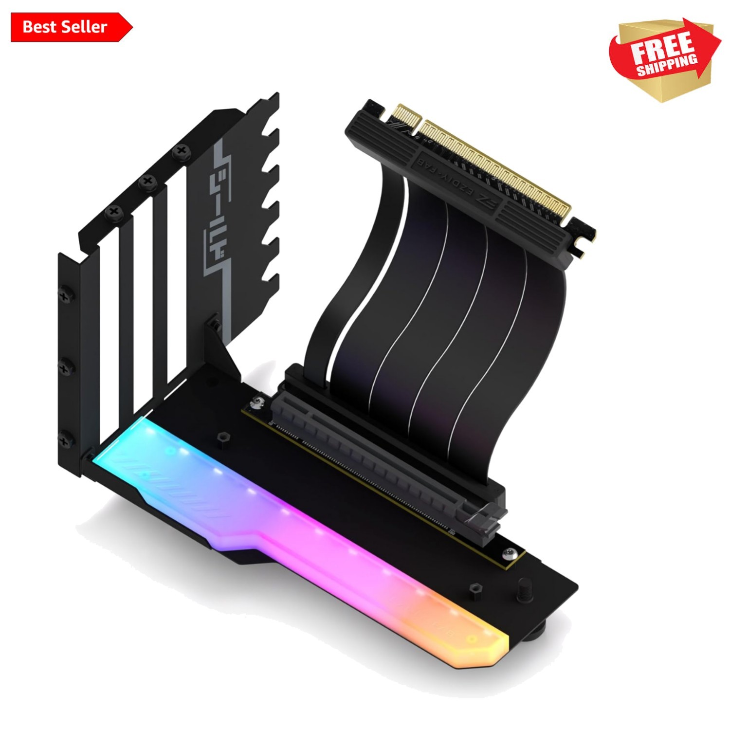 Vertical GPU Mount with High-Speed PCIE 4.0 Riser Cable, ARGB Module, 115mm/4...