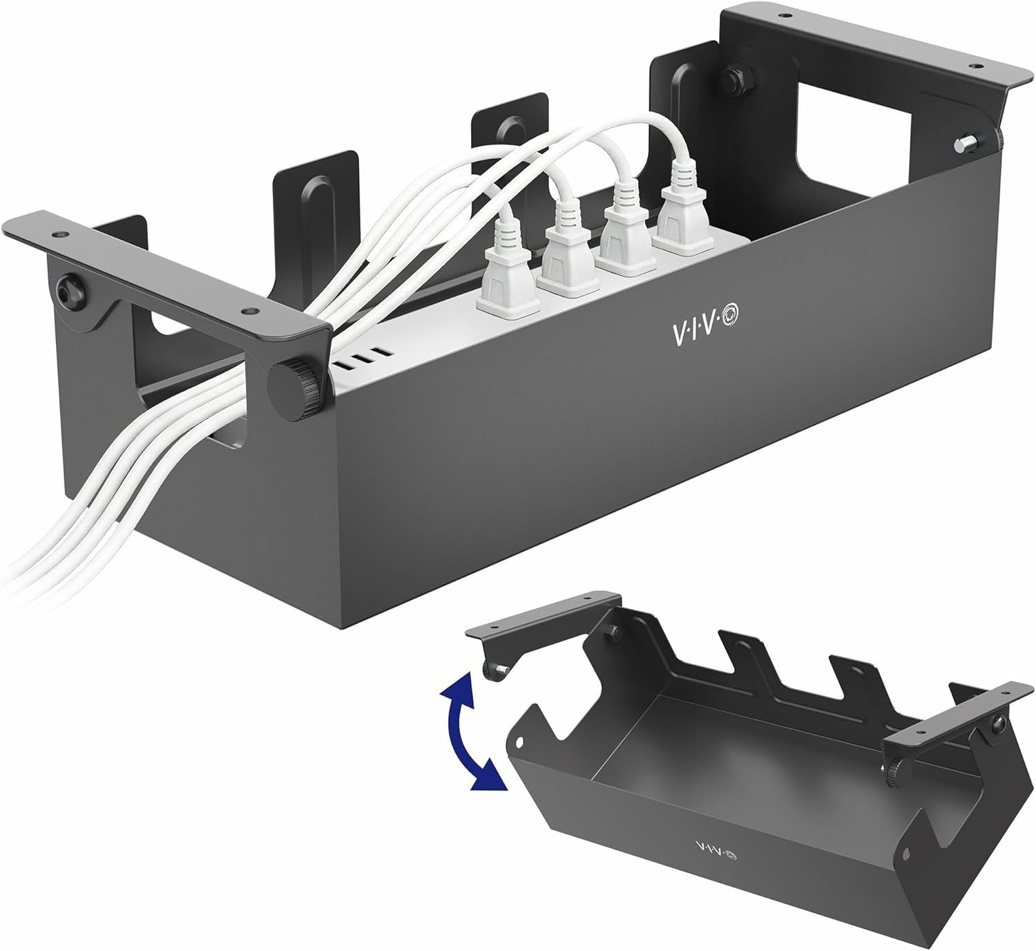 VIVO Flip-Open 16 inch Under Desk Cable Management Holder, Under Standing Desk