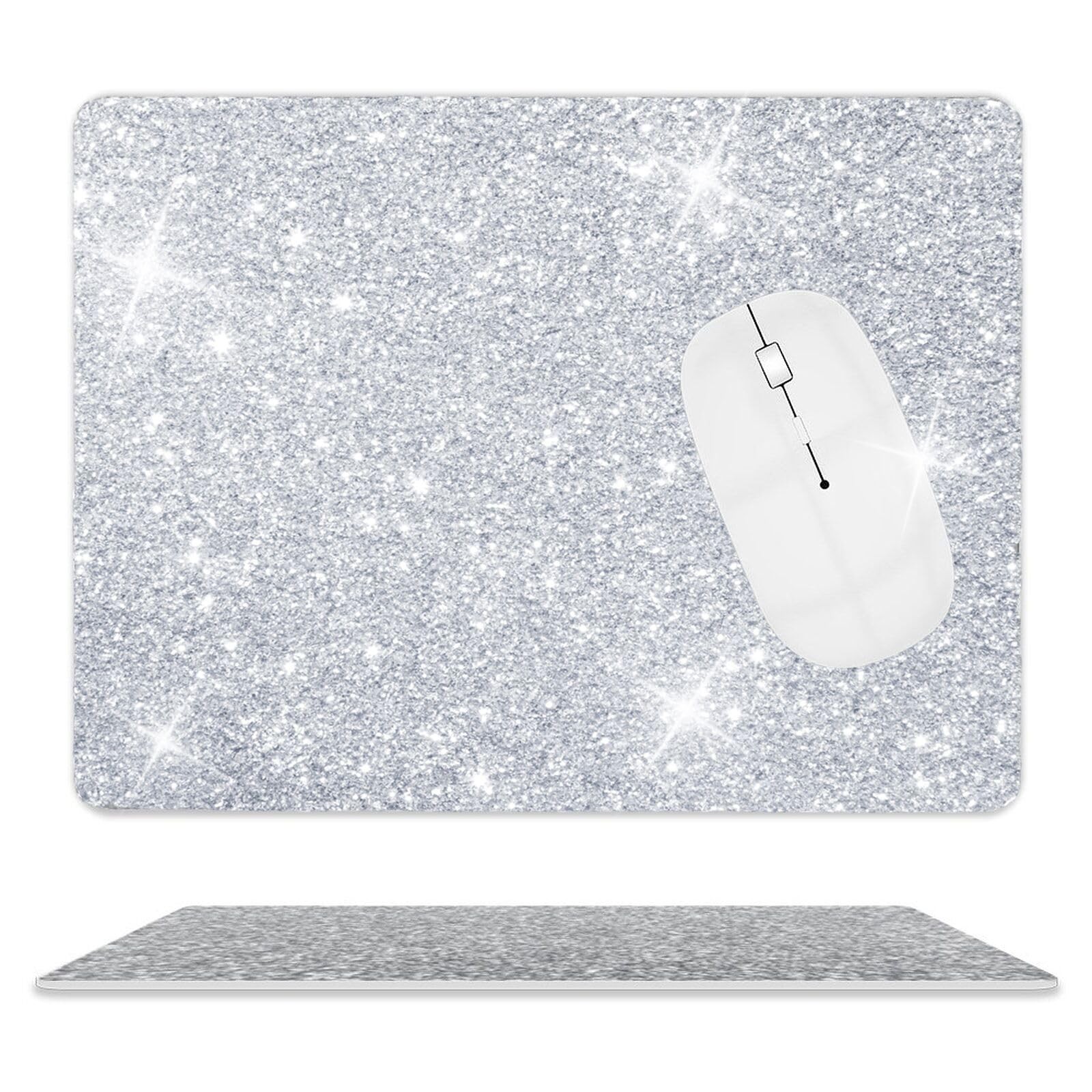 Mouse Pad Diamond Silver Glitter Sparkle Mousepad Bling Desk Accessories Gami...