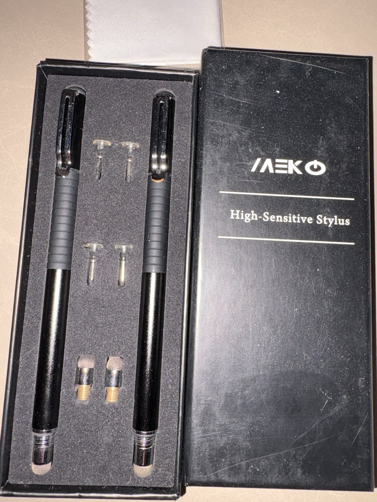 MEKO 2 stylus touch pen & 6 replacement nibs Black & Silver | BRAND NEW 