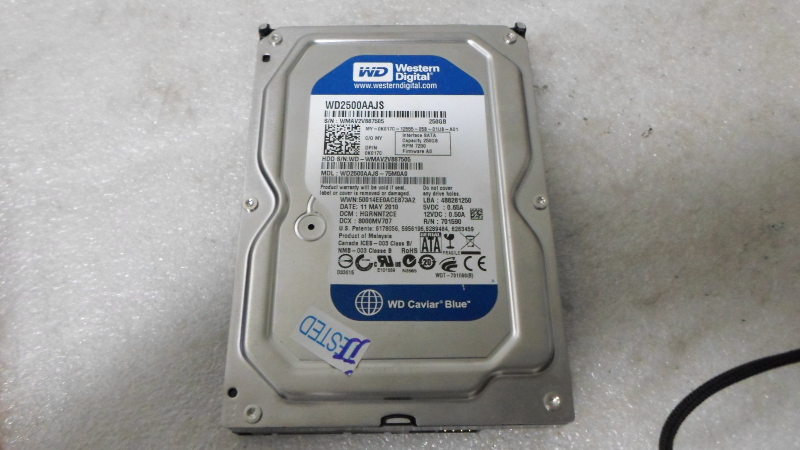 Western Digital WD2500AAJS-75M0A0 WD2500AAJS Dell 0K017C 250GB 7200RPM SATA HD