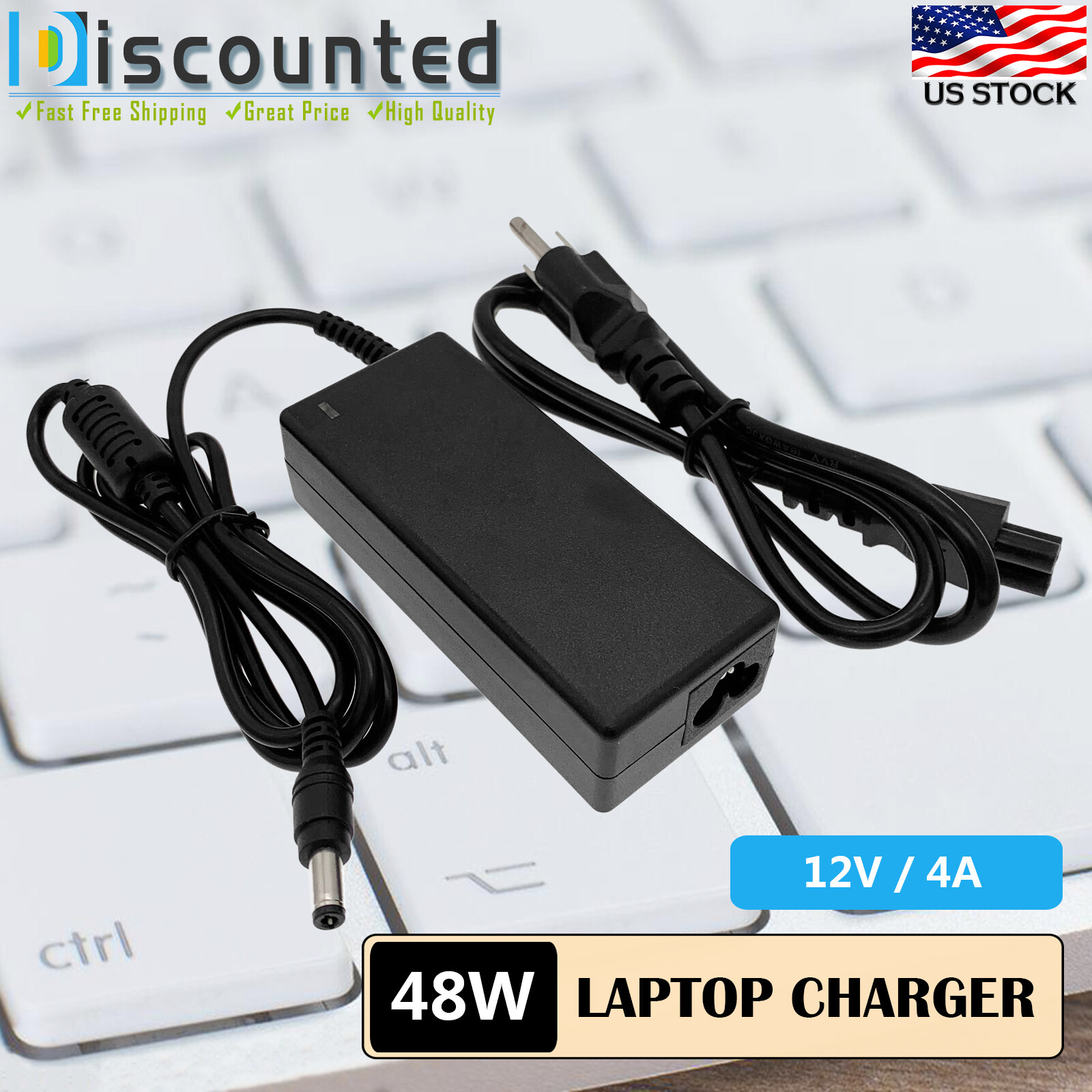 12 Volt 4 Amp (12V 4A) 48W AC Adapter Charger Power Supply Cord FOR LCD Monitors
