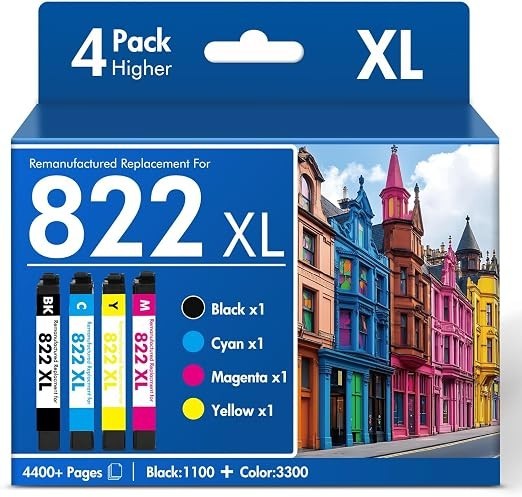 4 822XL Premium Ink Cartridge Compatible for Epson Workforce Pro WF-3820 WF-4830