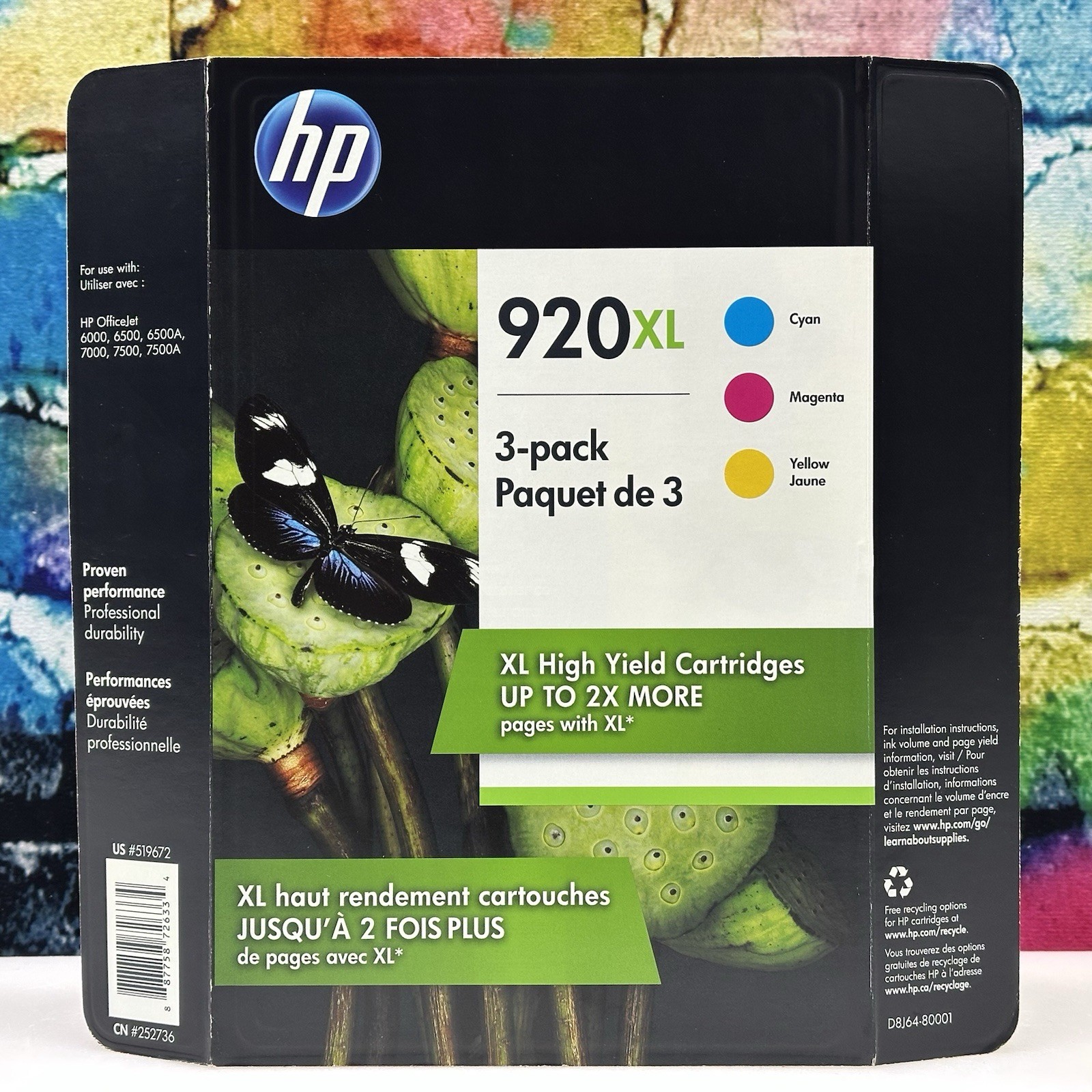 HP 920XL 3 Pack Cyan Magenta Yellow High Yield Ink Cartridges Original Print New