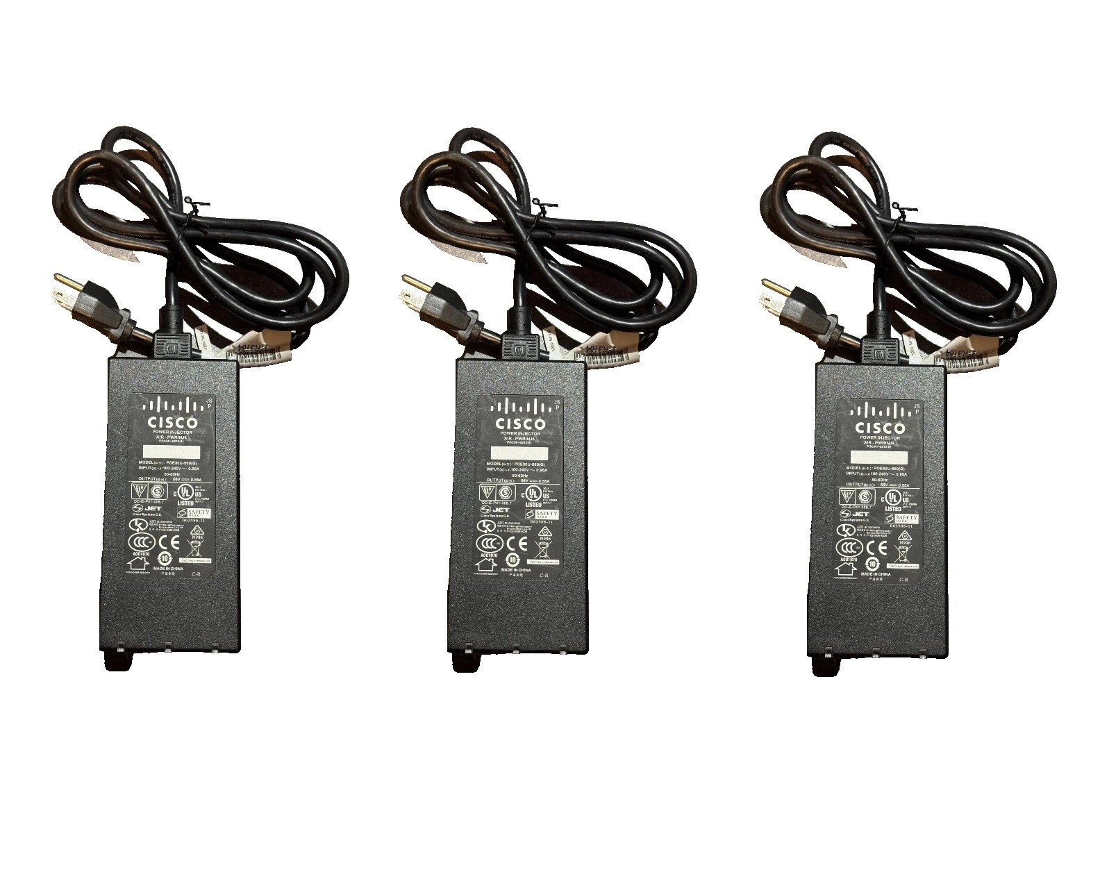 3pcs 56V 0.55A Original Cisco Meraki AIR-PWRINJ4 Aironet PoE Power Injector USED