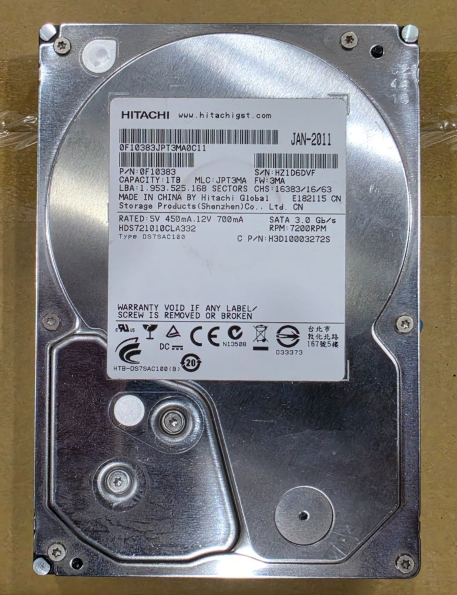 Hitachi HDS721010CLA332 1TB SATA 3.0 Gb/s 3.5 in Enterprise HDD | 0F10383