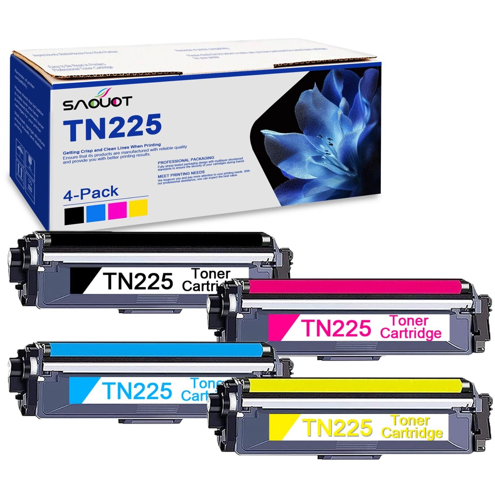 TN225 Toner Cartridge Replacement for Brother 4PK TN-225 MFC-9130CW 3180CDW KCMY