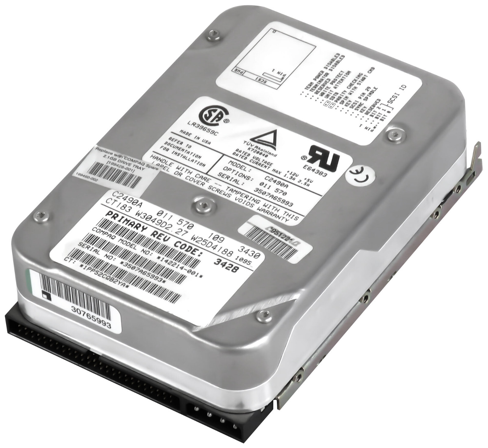 HARD DRIVE COMPAQ C2490A 142214-001 2.1GB 6.4K SCSI2 50-PIN 3.5'' HH