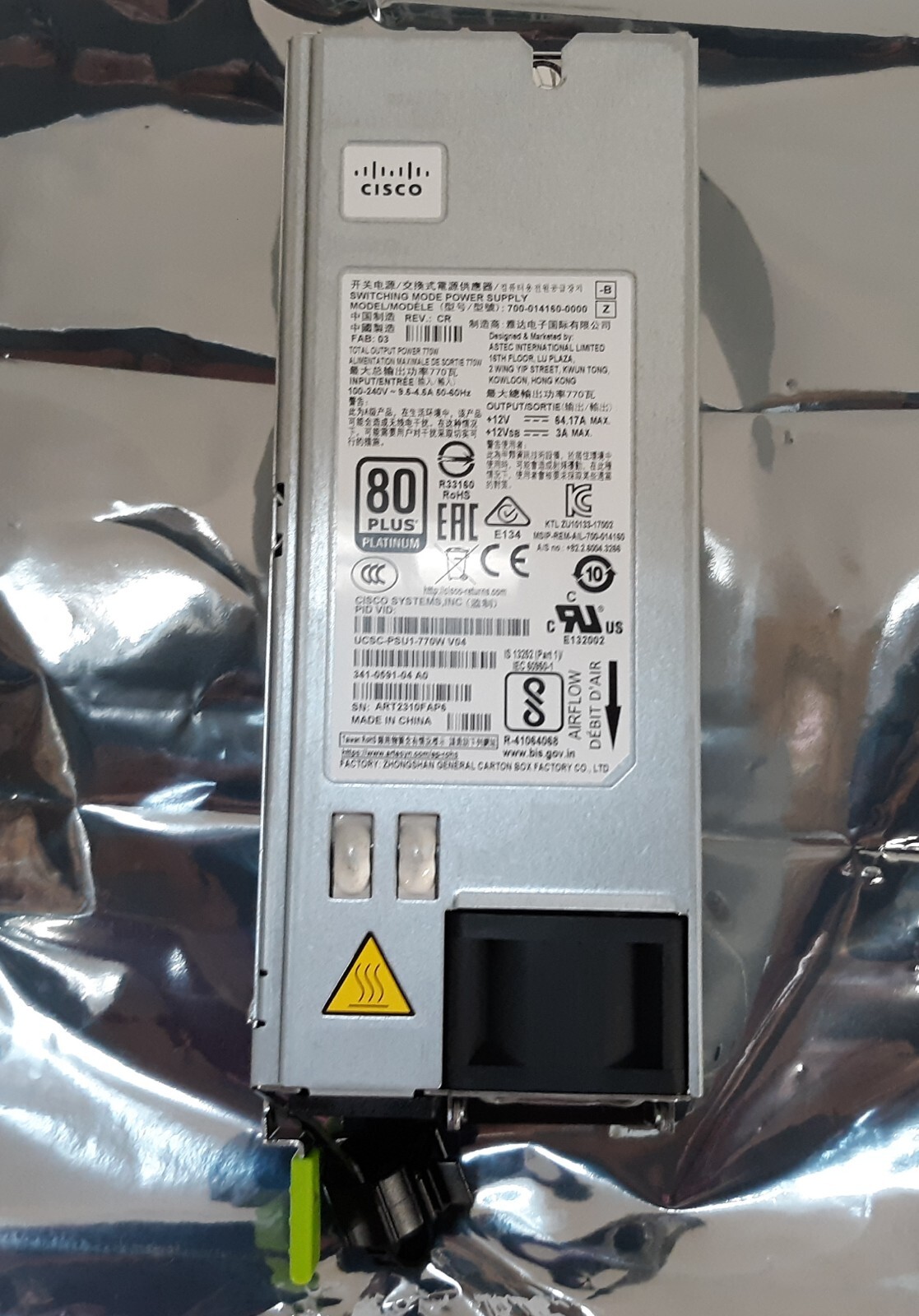 Cisco APIC-PSU1-770W 80Plus Platinum 341-059104 A0 Power Supply NEW *OUT OF BOX*