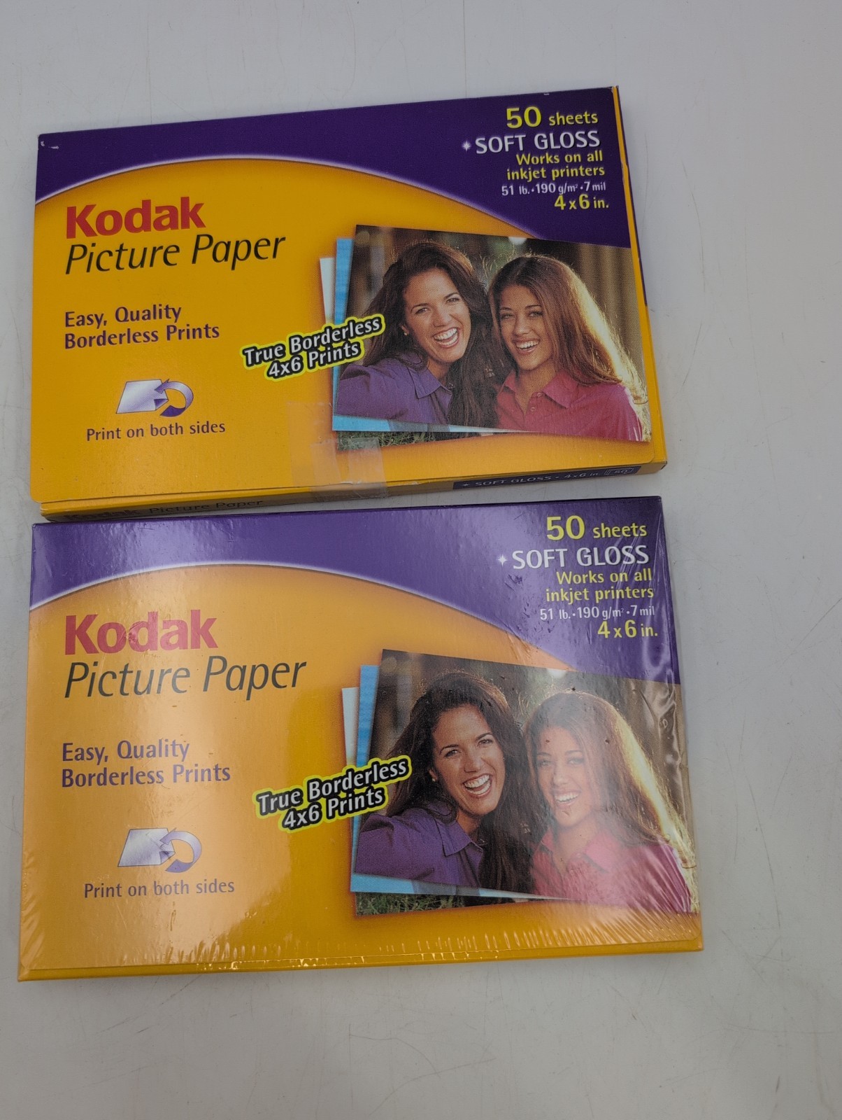 2 Packs Kodak 2-sided Borderless Soft Gloss Picture Paper - 4x6" - 100 Total 