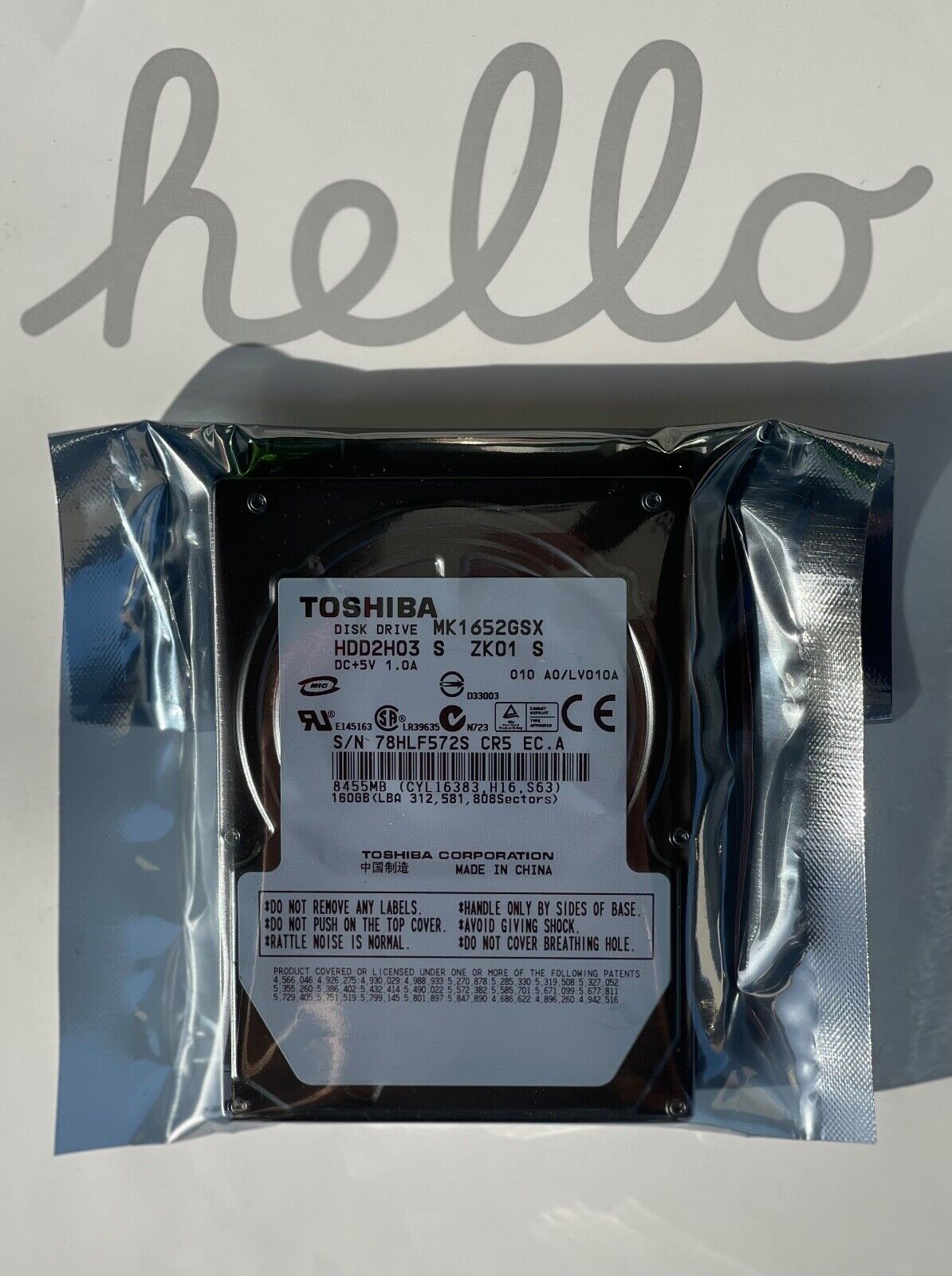 New Hard Drive Toshiba MK1652GSX 160 GB,Internal,5400 RPM,2.5