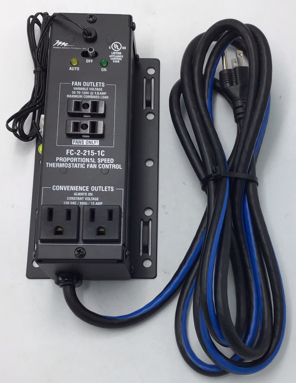 Middle Atlantic FC-2-215-1C Stand Alone Thermostatic 2-Fans Fan Controller r663