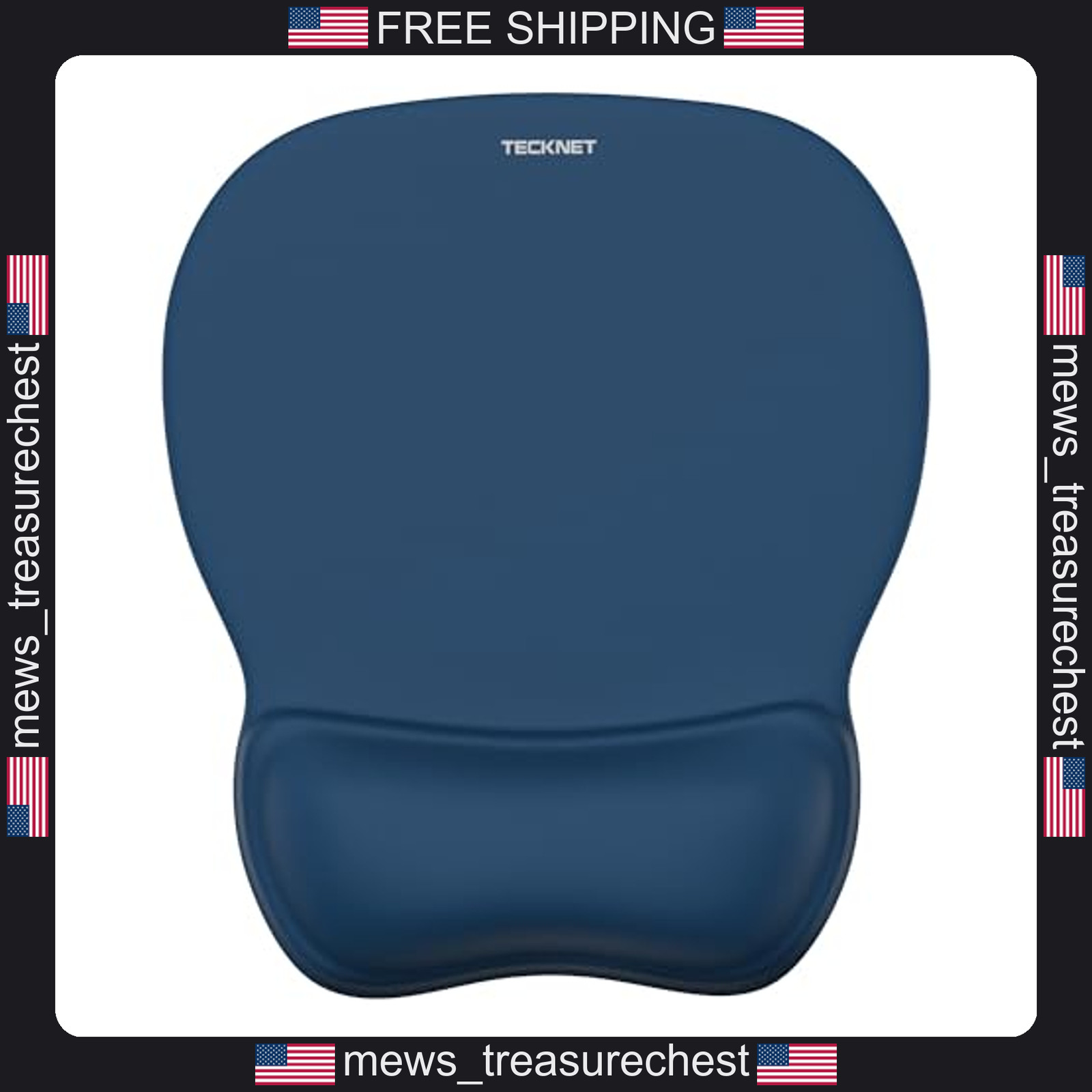 Ergonomic Gel Mouse Pad with Wrist Rest, Non-Slip PU Base, Navy