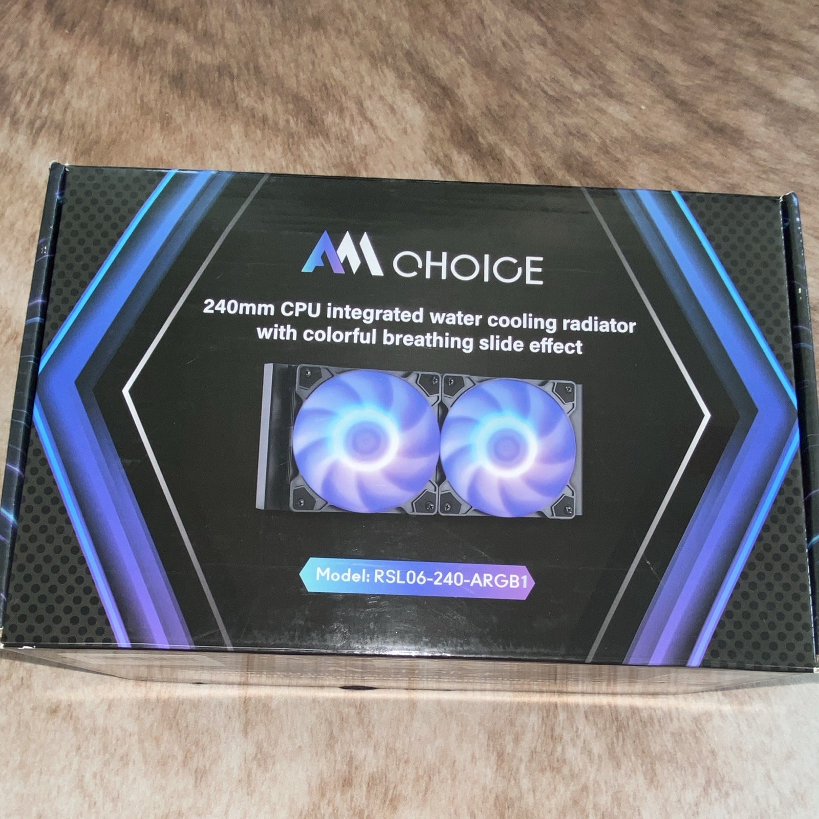 AMCHOICE 240mm AIO Liquid CPU Cooler, Black, 2x120mm ARGB Fans RSL06-240