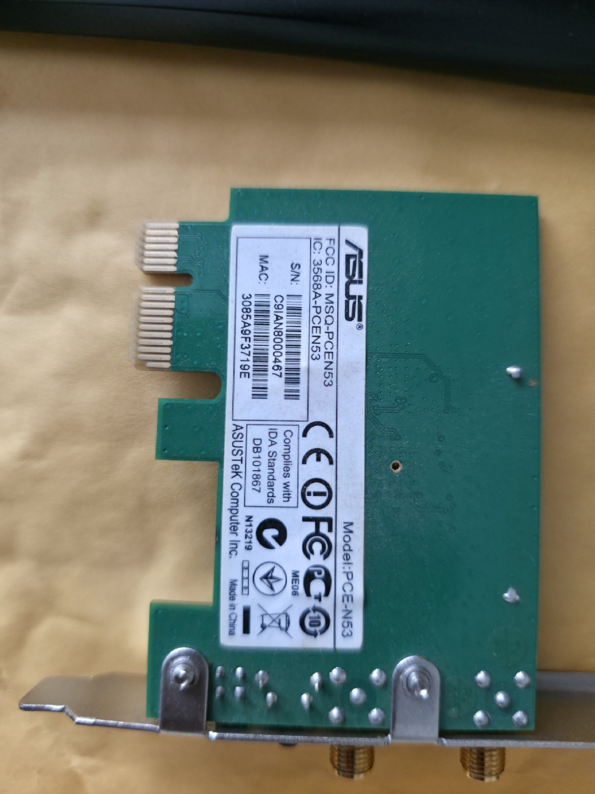WIFI CARD ASUS PCE-AC51 DUAL BAND WIRELESS NETWORK ADAPTER