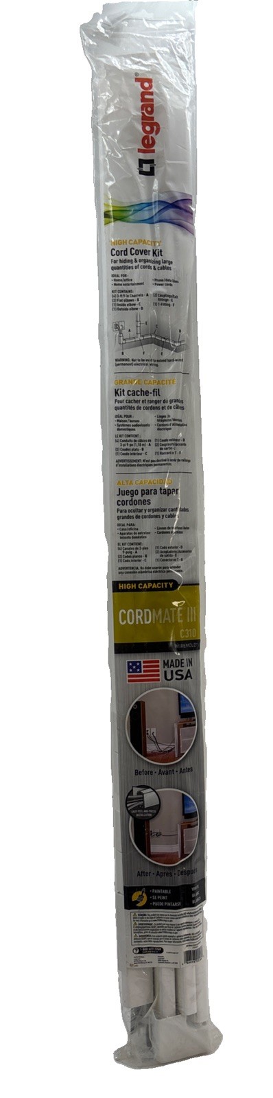 Legrand Wiremold C310 Cordmate III 10 Foot 11 Piece Cord Cover Kit Organizer{F5}