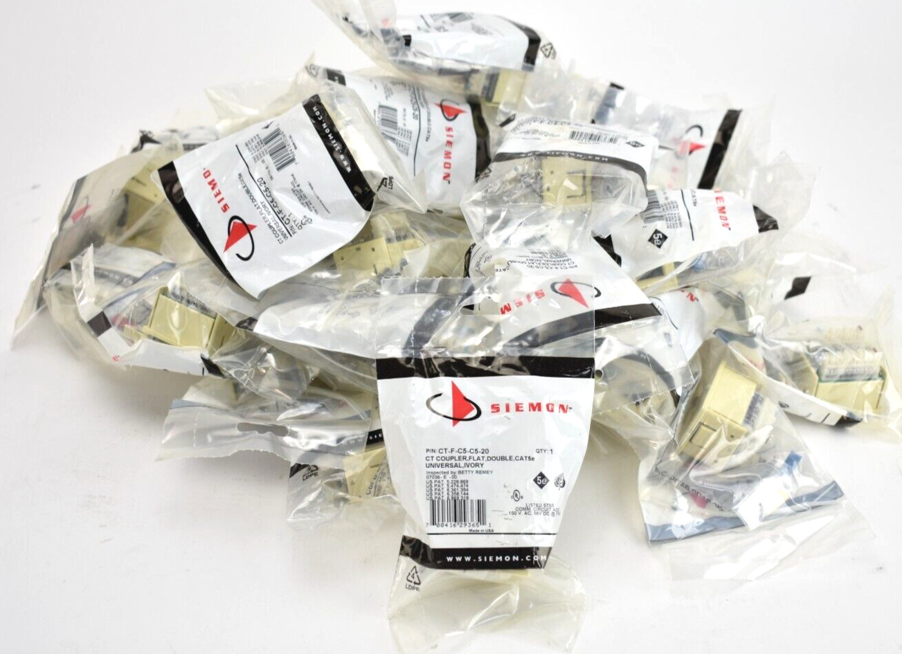 LOT OF 38 - SIEMON CT-F-C5-C5-20 CT Coupler, Flat, Double, CAT5e Universal Ivory