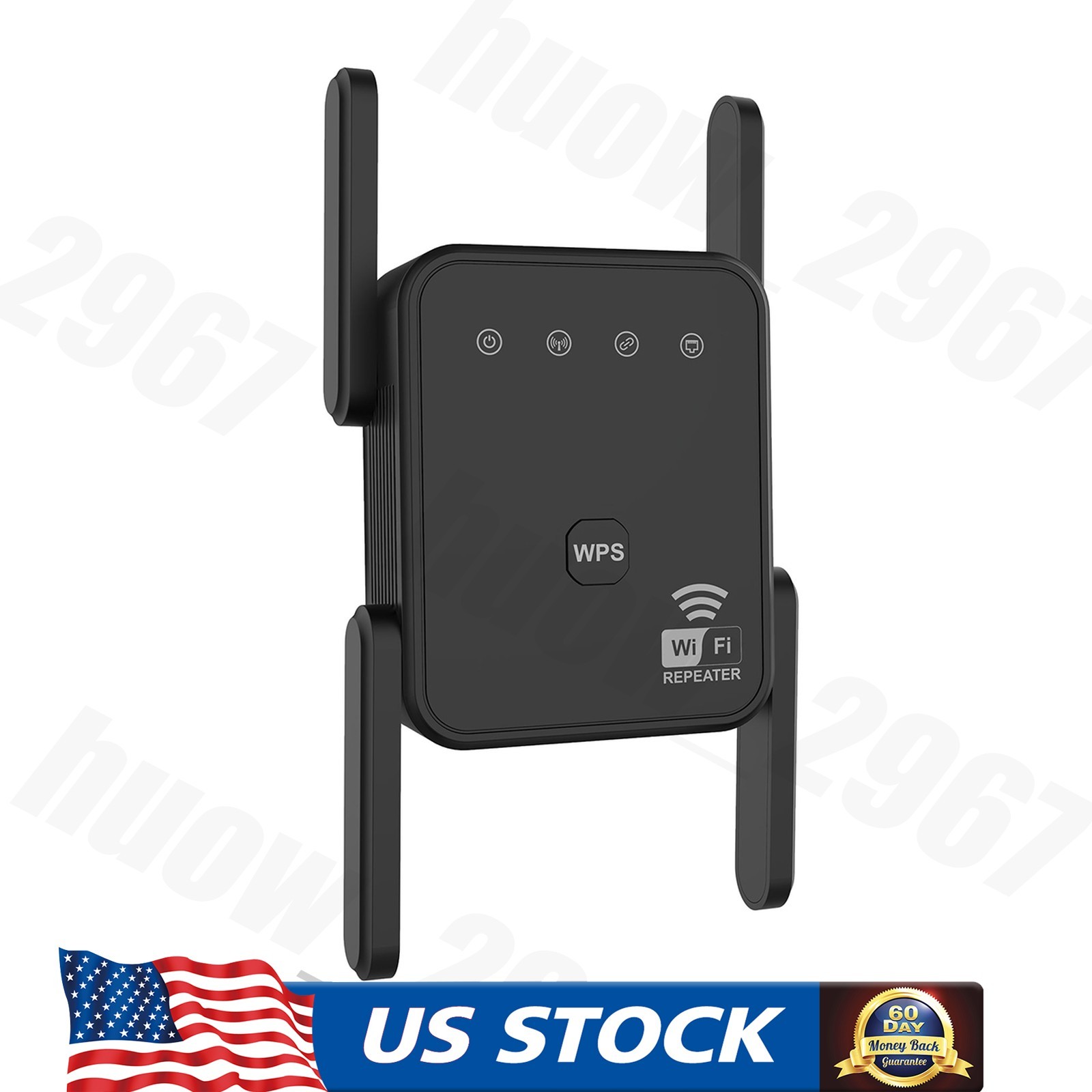 Wireless Internet Repeater WiFi Extender Booster 2.4GHz 300Mbps Speed Black