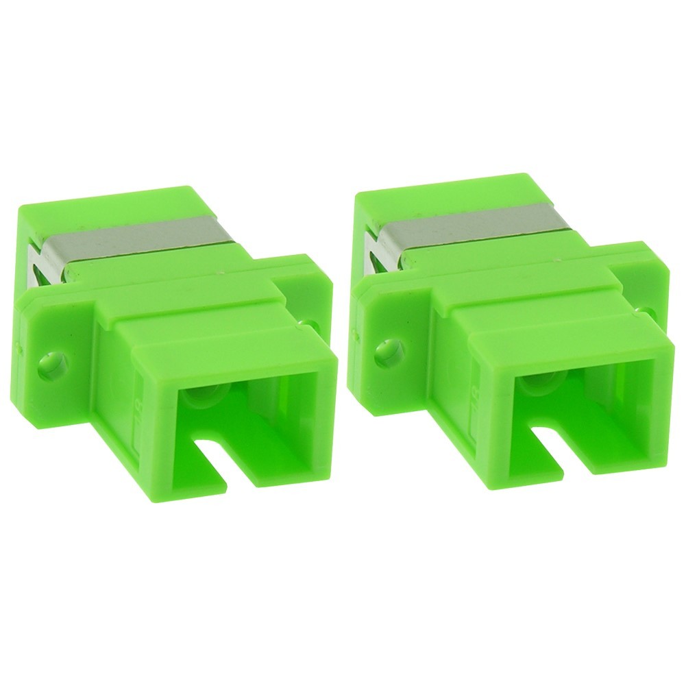 2x SC APC Simplex Singlemode Flange Fiber Optic Optical Adapter Connector Green