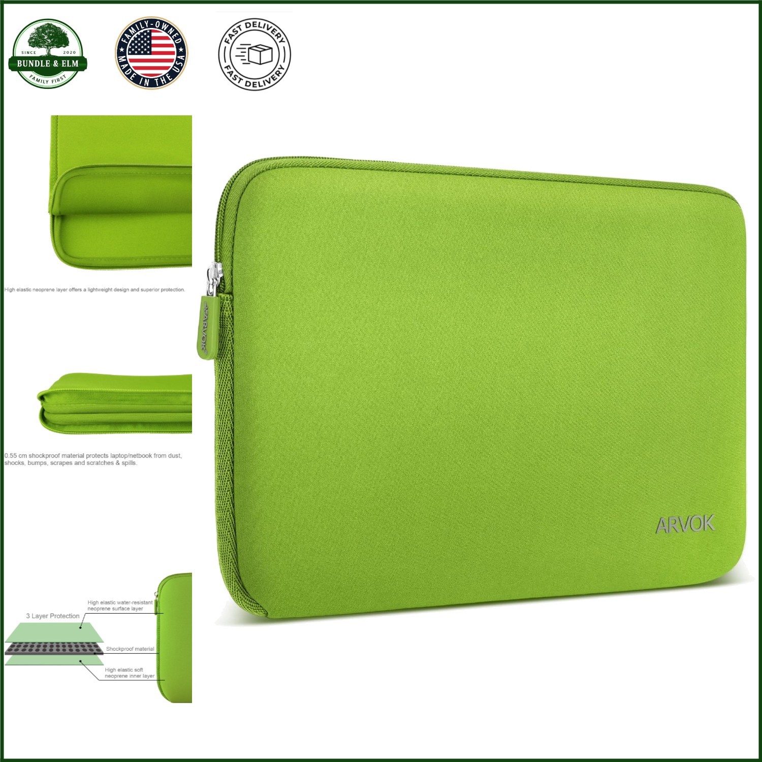 Neoprene Laptop Briefcase for 15-16 Inch, Lightweight & Durable Protection