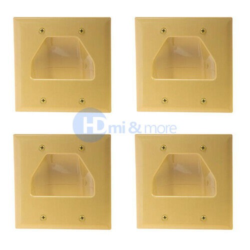 4x Wall Plate 2 Gang Recessed Low Voltage Cable Ivory