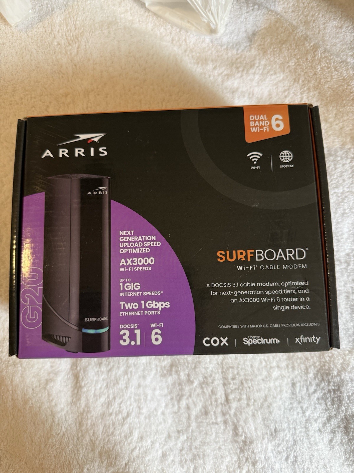 SEALED ARRIS SURFboard G20 WiFi 6 Cable Modem & Router Combo AX3000 DOCSIS 3.1