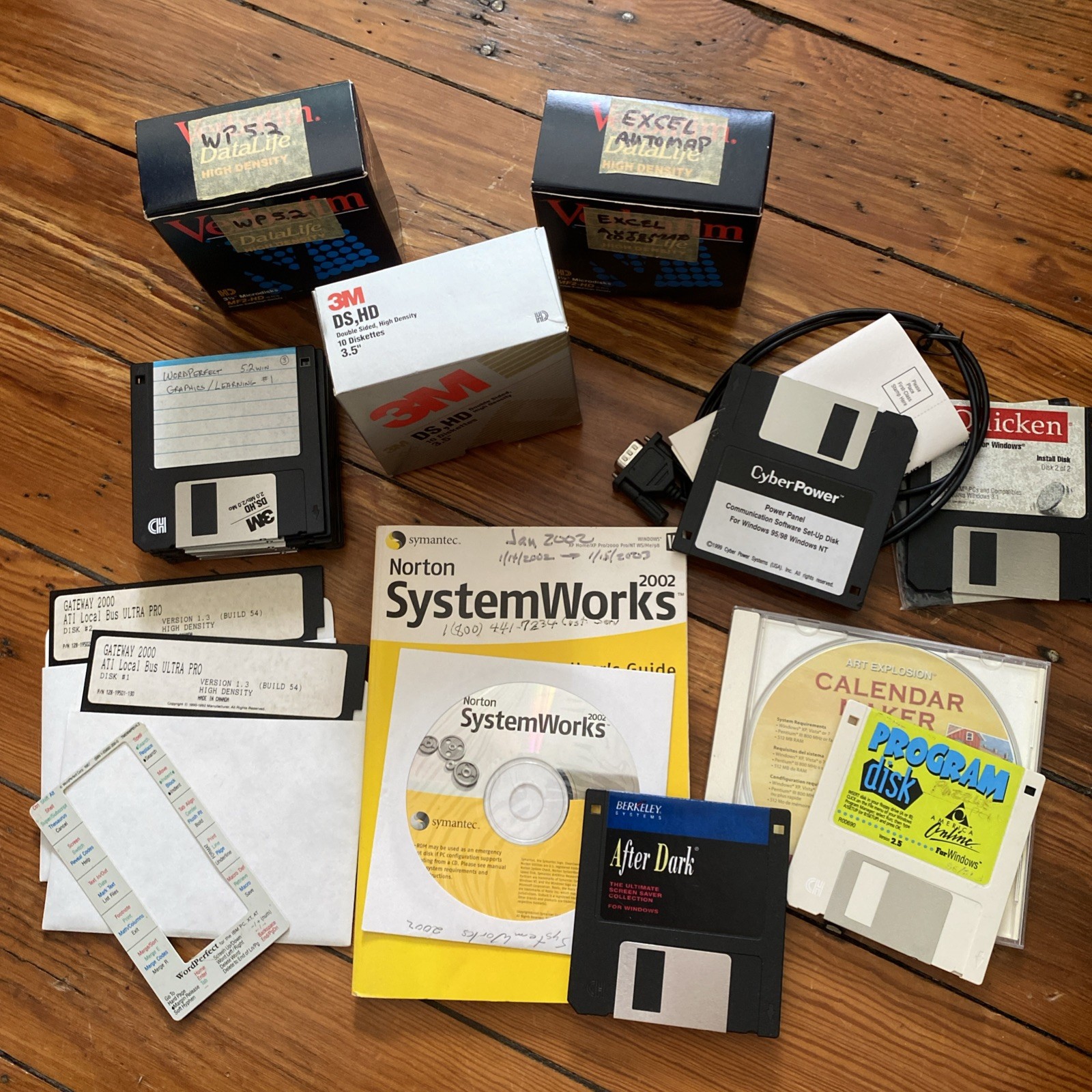 Vintage 90s PC Lot of 3.5 Floppy Disks Home Office Productivity CAD EXCEL WP AOL