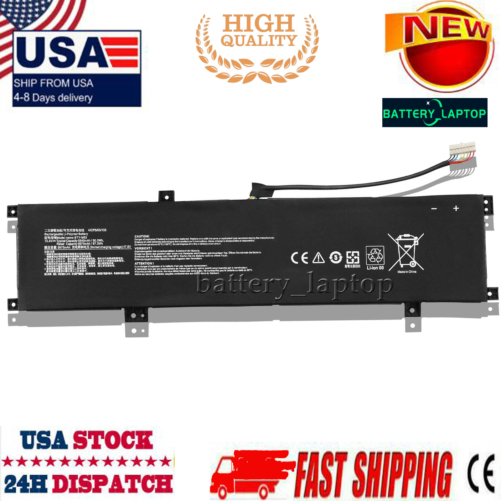 BTY-M55 Battery 90Wh 4-Cell 15.4V for MSI Alpha 15 A3DDK A4DEK B5EEK B5EX
