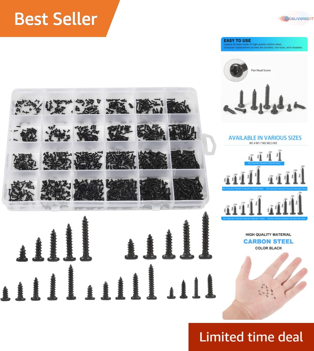 Computer Screws Kit 1100pcs Carbon Steel Laptop Notebook Repair Fasteners