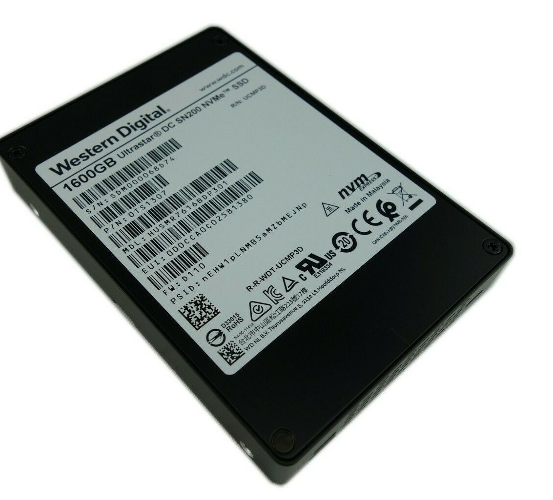 WD Ultrastar DC SN200 1.6TB U.2 NVMe 2.5" SSD 0TS1307 HUSMR7616BDP301