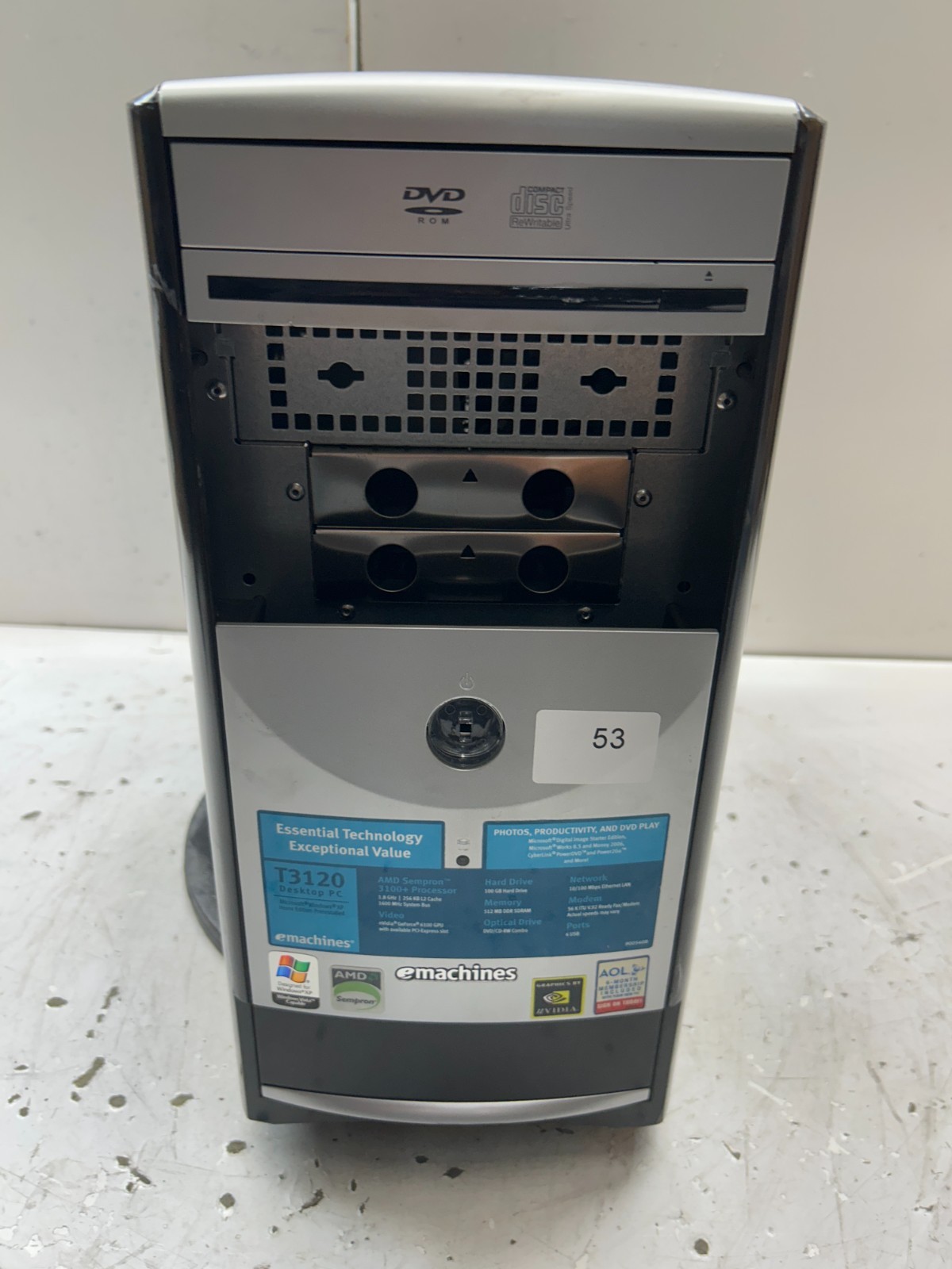 eMachines T3120 AMD Sempron 3100+ 1.8GHz 512MB NO HDD