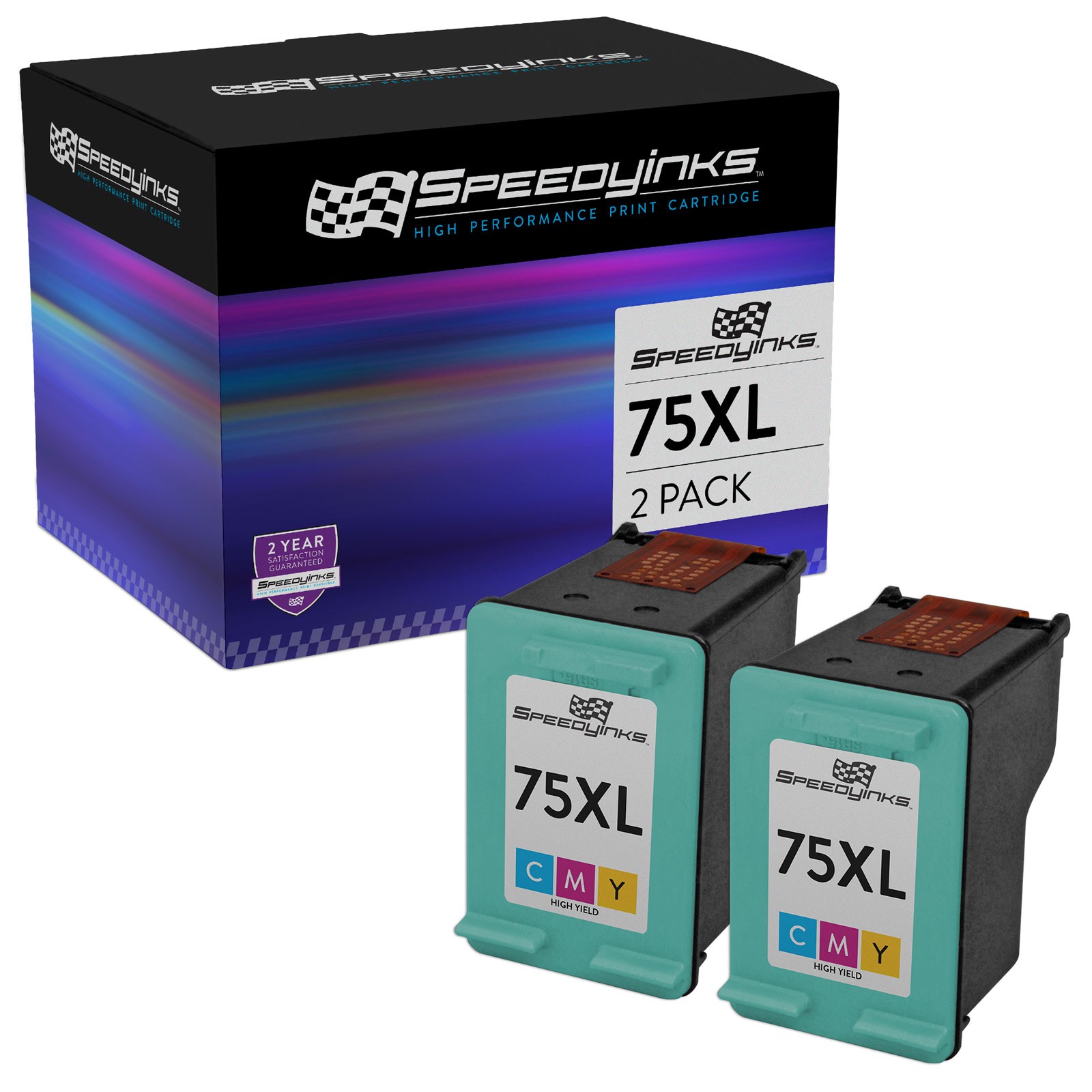 2PK Reman replacement for HP 75XL / CB338WN High Yield Tri-Color Ink Cartridge