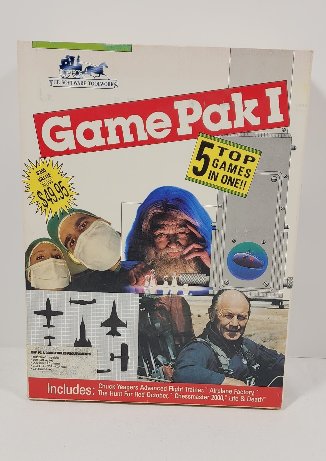 VINTAGE The Software Toolworks Game Pak I 5 Top Games In One IBM PC Chuck Yeager