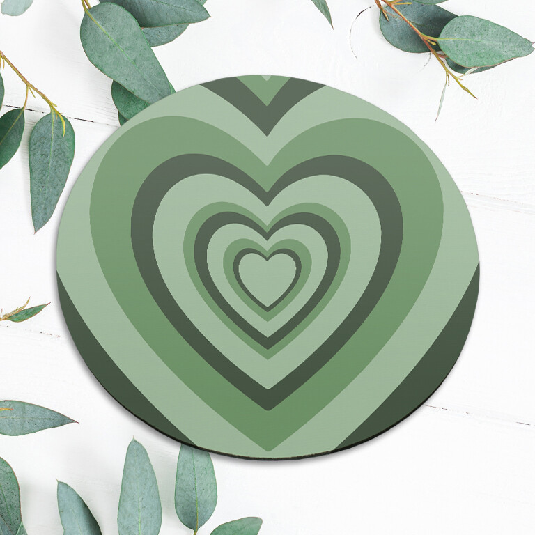 Green Trendy Heart Cute Aesthetic Mouse Pad Mat Office Desk Table Accessory Gift