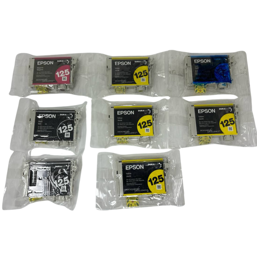 Lot of 9 Epson 125 DURABrite Ultra Ink T125 Black Cyan Magenta Yellow NX-125