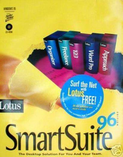 Lotus SmartSuite 96 PC CD 5 program suite Approach, Spreadsheet, Word Pro & 123
