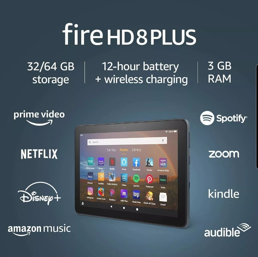 🔥 Amazon Kindle Fire HD 8 Plus Tablet 8" Display 10th Gen With Alexa 32GB SLATE
