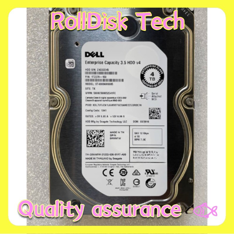 New Dell 0XWM1W ST4000NM0005 4TB 7200RPM 128M 3.5in SAS-12Gb HDD for PowerEdge