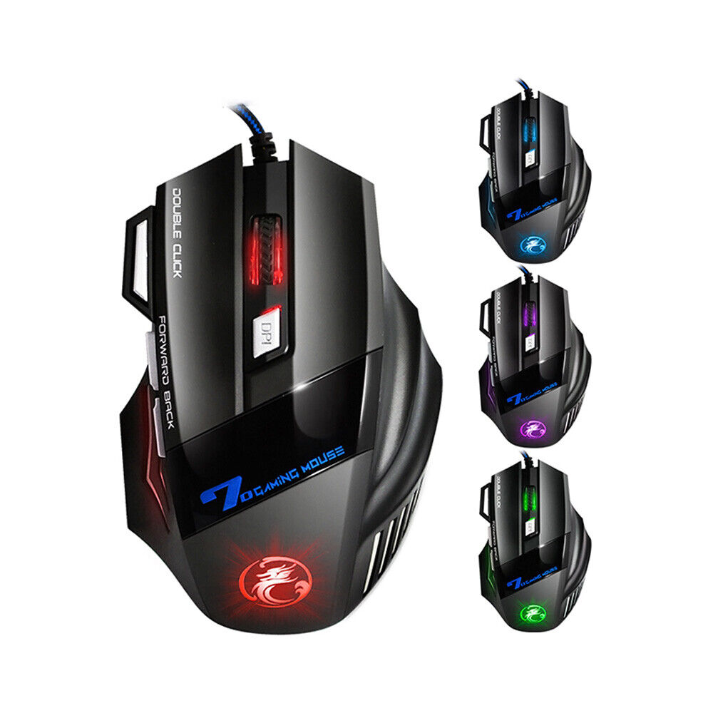 Gaming Mouse USB Optical 5500 Dpi LED 7 Buttons Wired Mice for Gamer Computer